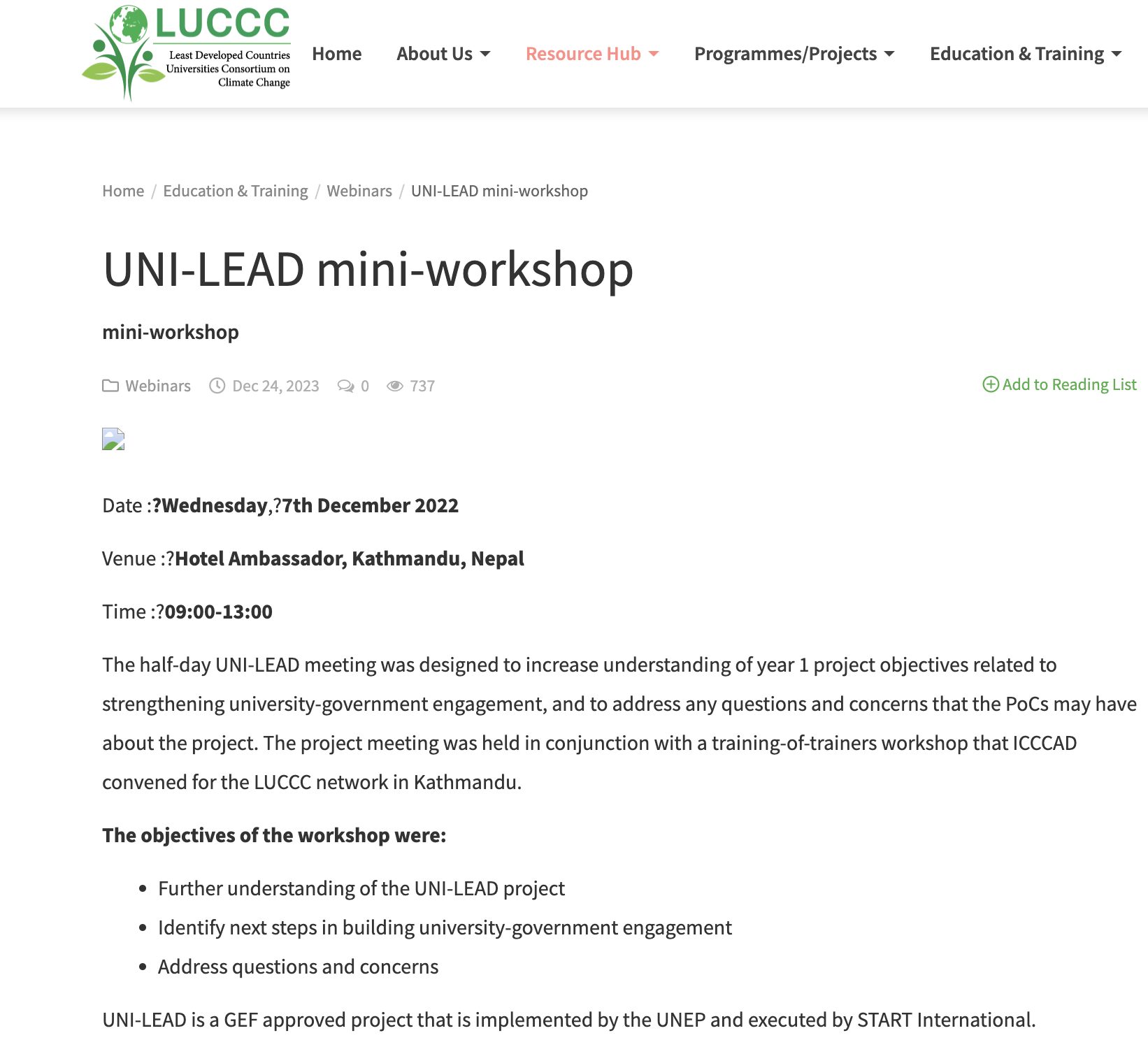 UNI-LEAD mini-workshop